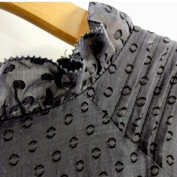 Anthropologie Moulinette Soeurs  Swiss Dot Charcoal Sleeveless Ruffle Dress - Picture 6 of 12